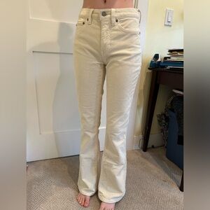 Lucky Brand Corduroy High Rise Stevie Flare Jeans Cream color Size 00/24R NWOT